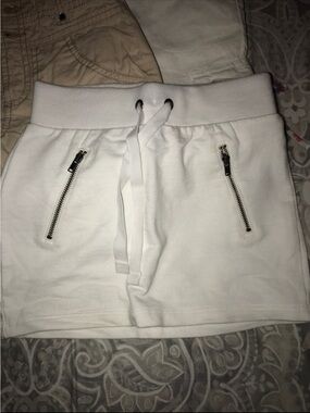 White Drawstring Skirt with Zip Pockets